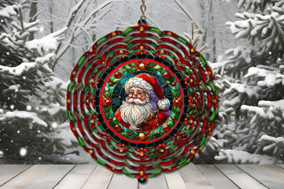 Download Stained Glass Santa Wind Spinner - Premium Bundle