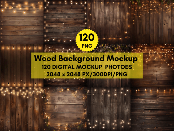 Download Rustic Fairy Lights Background Mockup - Premium Resources
